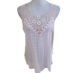 Fylo Pale Peachy Pink Sleeveless Crochet Detail Blouse XL